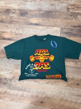 adidas Dark Green Graphic Tee with Yellow & Red Print